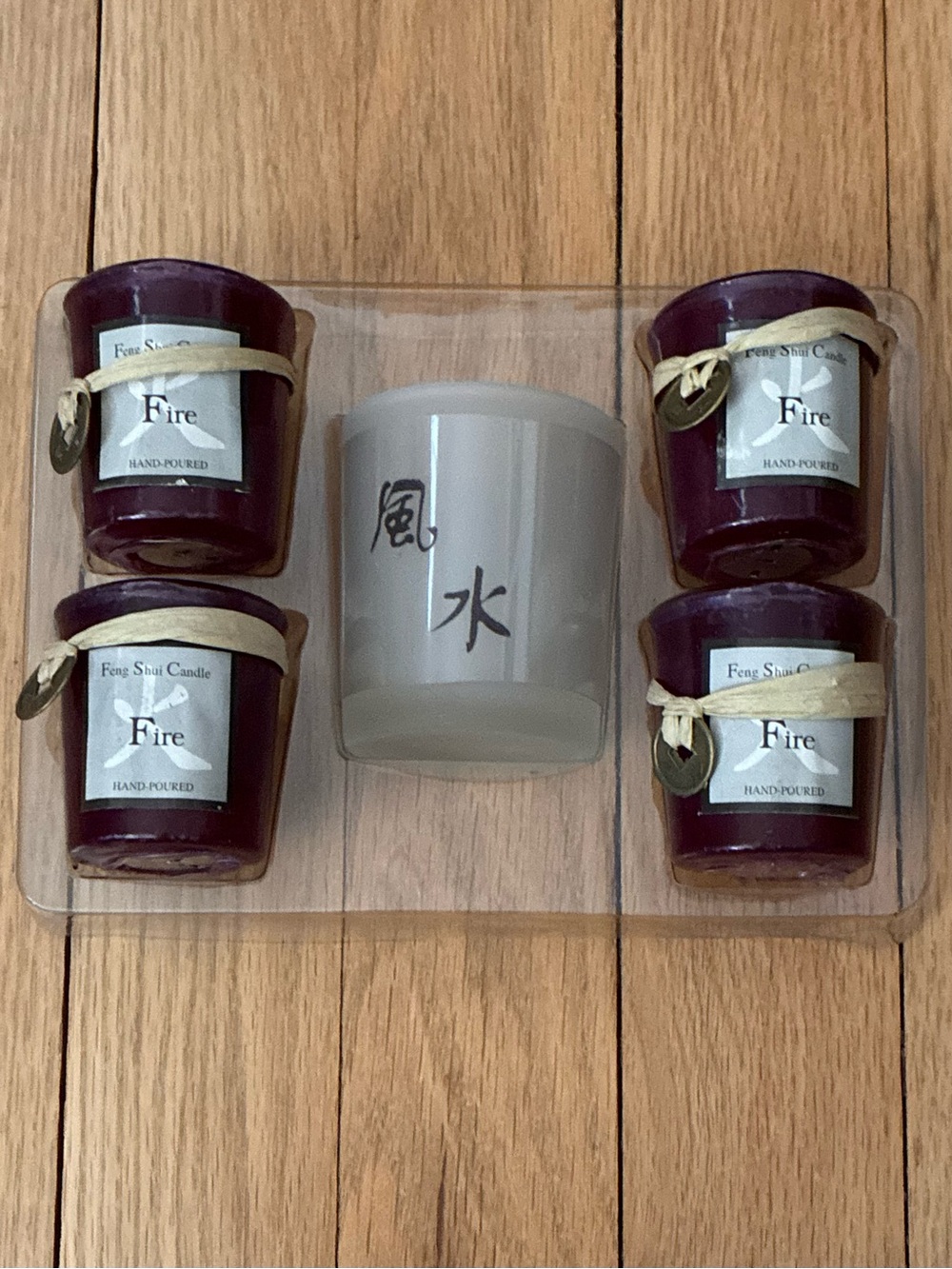 Feng Shui Candle Set, color Wine, Hand Poured.